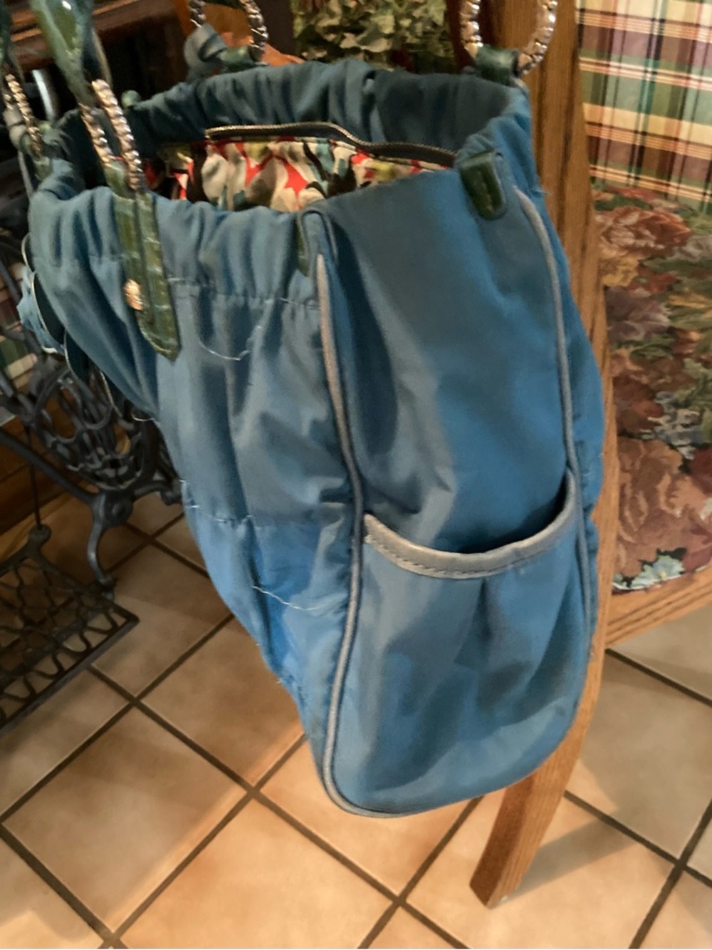 Brighton Teal Blue Floral Accent Shoulder Bag - Picture 4 of 6